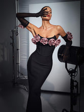 Load image into Gallery viewer, Rosanna Strapless Flower Corset Bandage Dress With Gloves
