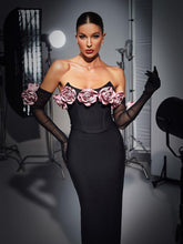 Load image into Gallery viewer, Rosanna Strapless Flower Corset Bandage Dress With Gloves
