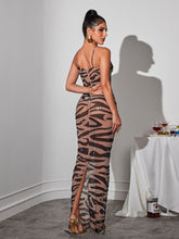 Load image into Gallery viewer, Roshon Animal Printed Rhinestone Maxi Dress
