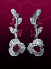Load image into Gallery viewer, Rote Crystal Flower Drop Earrings
