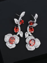 Load image into Gallery viewer, Rote Crystal Flower Drop Earrings

