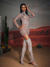Load image into Gallery viewer, Ruben Long Sleeve Embellished Mesh Mini Dress
