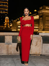 Load image into Gallery viewer, Rufus Flower Bandage Skirt Set In Red
