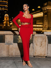Load image into Gallery viewer, Rufus Flower Bandage Skirt Set In Red
