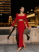 Load image into Gallery viewer, Rufus Flower Bandage Skirt Set In Red

