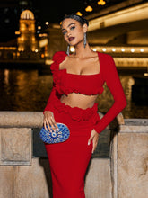 Load image into Gallery viewer, Rufus Flower Bandage Skirt Set In Red
