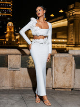 Load image into Gallery viewer, Rufus Flower Bandage Skirt Set In White

