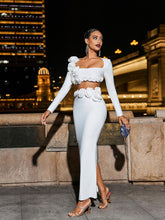 Load image into Gallery viewer, Rufus Flower Bandage Skirt Set In White
