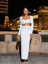 Load image into Gallery viewer, Rufus Flower Bandage Skirt Set In White
