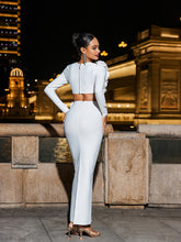 Load image into Gallery viewer, Rufus Flower Bandage Skirt Set In White
