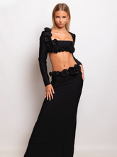 Load image into Gallery viewer, Rufus Flower Bandage Skirt Set In Black
