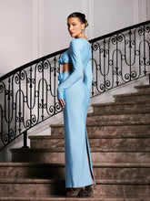 Load image into Gallery viewer, Rufus Flower Bandage Skirt Set In Blue
