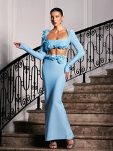 Load image into Gallery viewer, Rufus Flower Bandage Skirt Set In Blue
