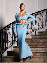 Load image into Gallery viewer, Rufus Flower Bandage Skirt Set In Blue
