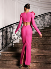 Load image into Gallery viewer, Rufus Flower Bandage Skirt Set In Hot Pink
