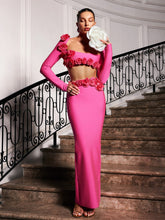 Load image into Gallery viewer, Rufus Flower Bandage Skirt Set In Hot Pink
