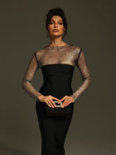 Load image into Gallery viewer, Ruzevich Long Sleeve Crystal Bandage Midi Dress
