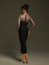 Load image into Gallery viewer, Ruzevich Long Sleeve Crystal Bandage Midi Dress
