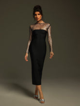 Load image into Gallery viewer, Ruzevich Long Sleeve Crystal Bandage Midi Dress

