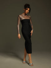 Load image into Gallery viewer, Ruzevich Long Sleeve Crystal Bandage Midi Dress
