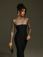Load image into Gallery viewer, Ruzevich Long Sleeve Crystal Bandage Midi Dress
