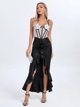Load image into Gallery viewer, Rylea Spaghetti Flower Patchwork Split Dress
