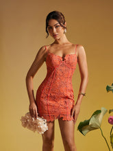 Load image into Gallery viewer, Sacha Spaghetti Floral Embroidered Mini Dress
