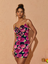Load image into Gallery viewer, Sachi Rose Printed Ruched Mini Dress
