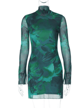 Load image into Gallery viewer, Sahar Long Sleeve Floral Mesh Dress
