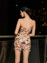 Load image into Gallery viewer, Saige Strapless Flower Embroidered Mini Dress
