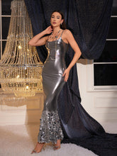 Load image into Gallery viewer, Samuel Sequin Patchwork Mermaid Metallic Dress
