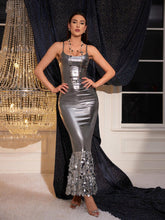 Load image into Gallery viewer, Samuel Sequin Patchwork Mermaid Metallic Dress
