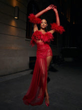 Load image into Gallery viewer, Satine Spaghetti Tulle Maxi Dress With Gloves
