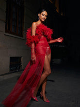 Load image into Gallery viewer, Satine Spaghetti Tulle Maxi Dress With Gloves
