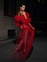 Load image into Gallery viewer, Satine Spaghetti Tulle Maxi Dress With Gloves
