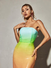 Load image into Gallery viewer, Shanti Strapless Sequin Ombre Maxi Dress
