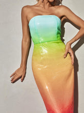 Load image into Gallery viewer, Shanti Strapless Sequin Ombre Maxi Dress
