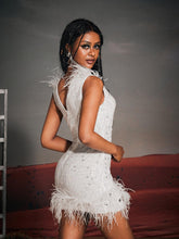 Load image into Gallery viewer, Shaquille Sequin Feather Mini Dress
