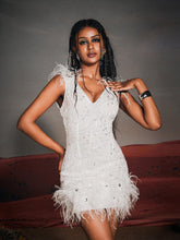 Load image into Gallery viewer, Shaquille Sequin Feather Mini Dress

