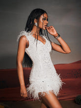 Load image into Gallery viewer, Shaquille Sequin Feather Mini Dress
