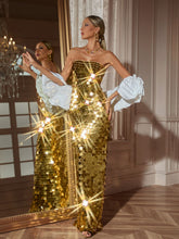 Load image into Gallery viewer, Sharrie Strapless Sequin Maxi Dress With Shrug
