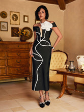 Load image into Gallery viewer, Shegar Off Sleeve Flower Bandage Mini Dress
