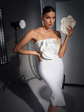 Load image into Gallery viewer, Wells Wave Flower Strapless Bandage Dress
