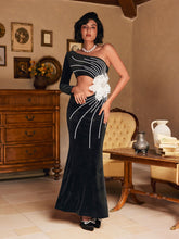Load image into Gallery viewer, Sheyla Pearl Flower Velvet Maxi Dress
