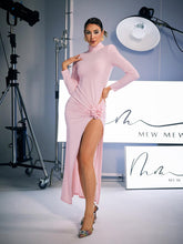Load image into Gallery viewer, Shiphrah Long Sleeve Flower Split Midi Dress
