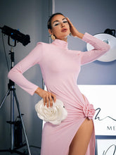Load image into Gallery viewer, Shiphrah Long Sleeve Flower Split Midi Dress
