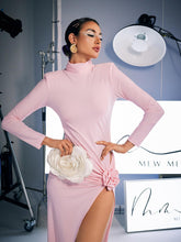 Load image into Gallery viewer, Shiphrah Long Sleeve Flower Split Midi Dress
