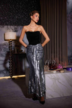 Load image into Gallery viewer, Shulamit Strapless Patchwork Sequin Dress
