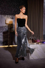 Load image into Gallery viewer, Shulamit Strapless Patchwork Sequin Dress
