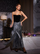 Load image into Gallery viewer, Shulamit Strapless Patchwork Sequin Dress
